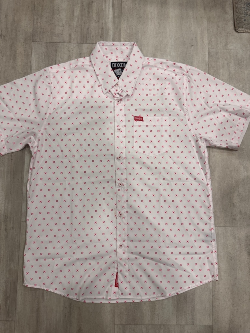 DIXXON White Shirt with Red Micro Cross Pattern